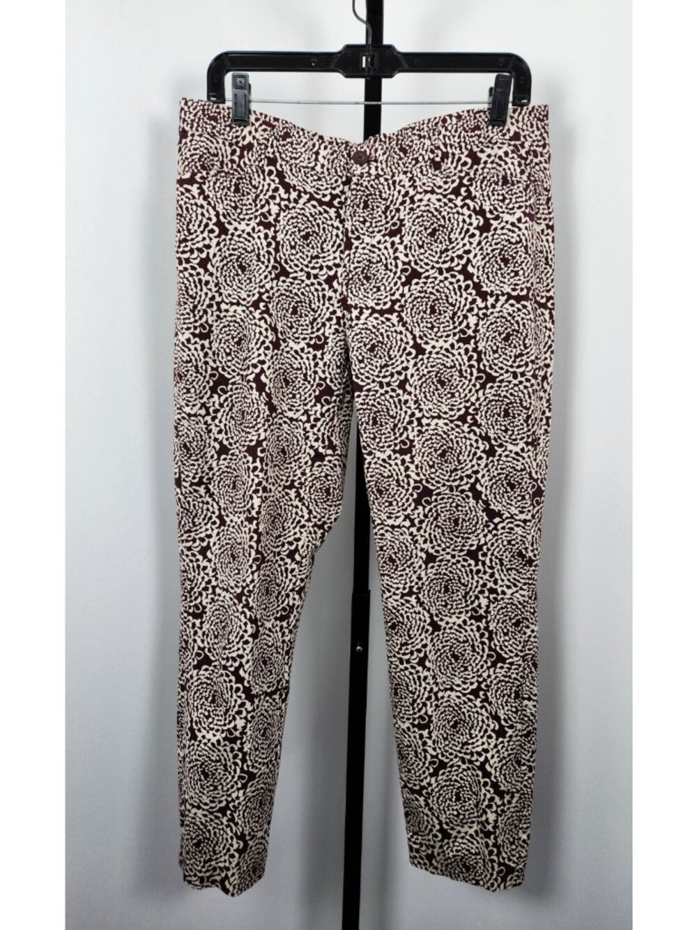 Gap The Slim City Khaki Floral Print Pants Burgundy White Women's Size 10R